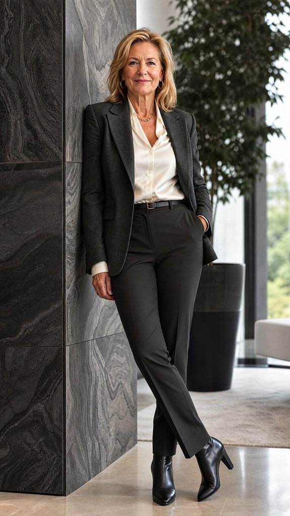 structured wool blazer over silk