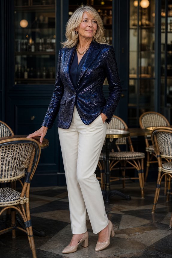 tailored fit refines sequins