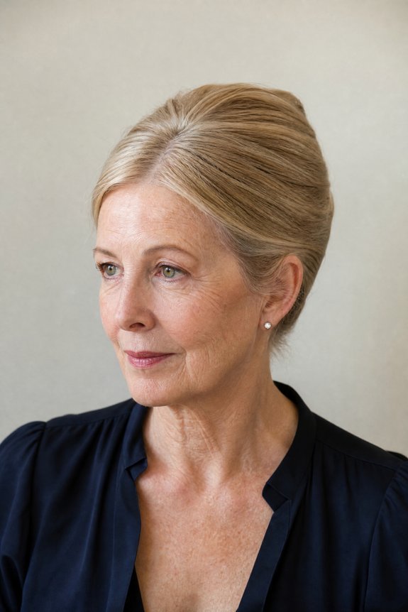 textured shoulder length french twist