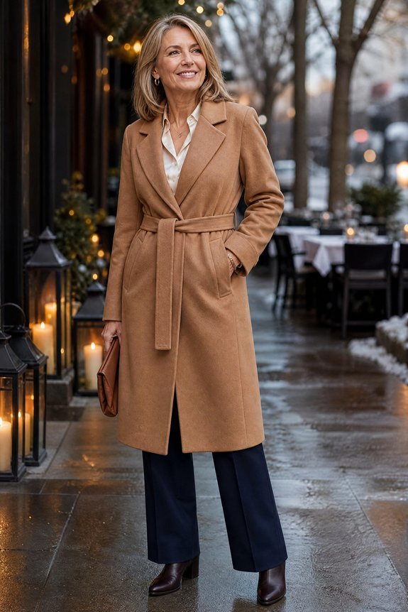 trench coat wide leg trousers