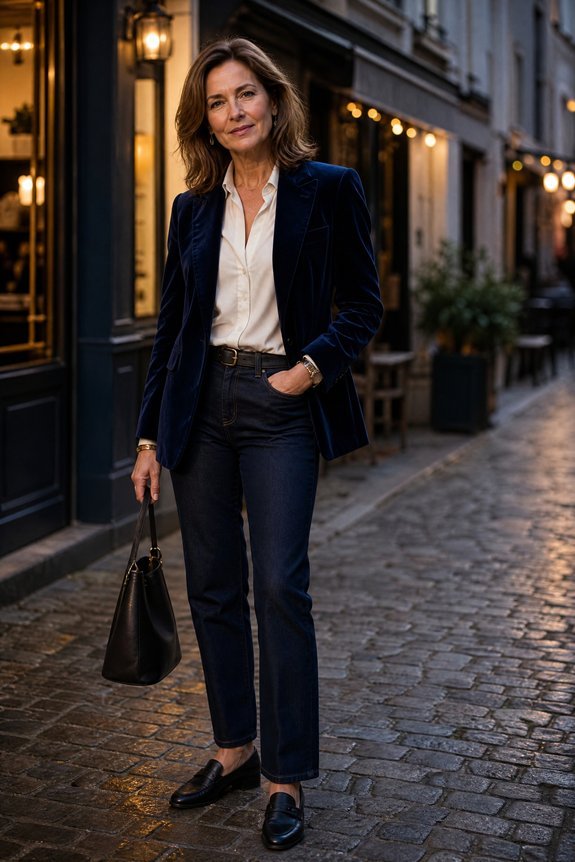 velvet blazer dark denim