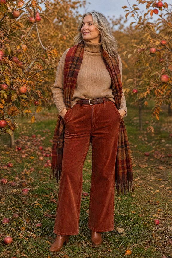 warm rust and camel ensemble