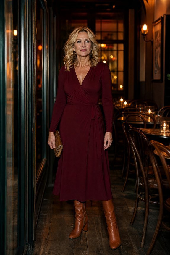 wrap dress complements all boots