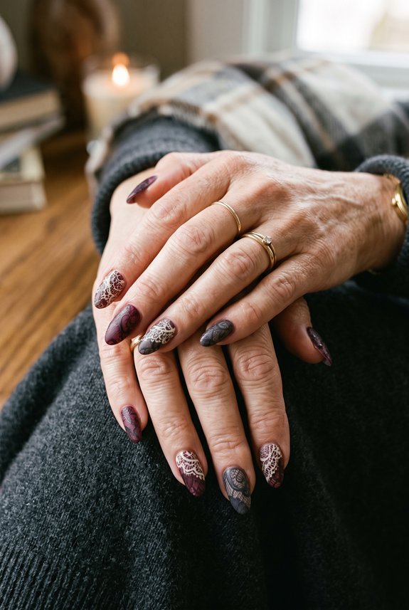 moody berry lace manicure
