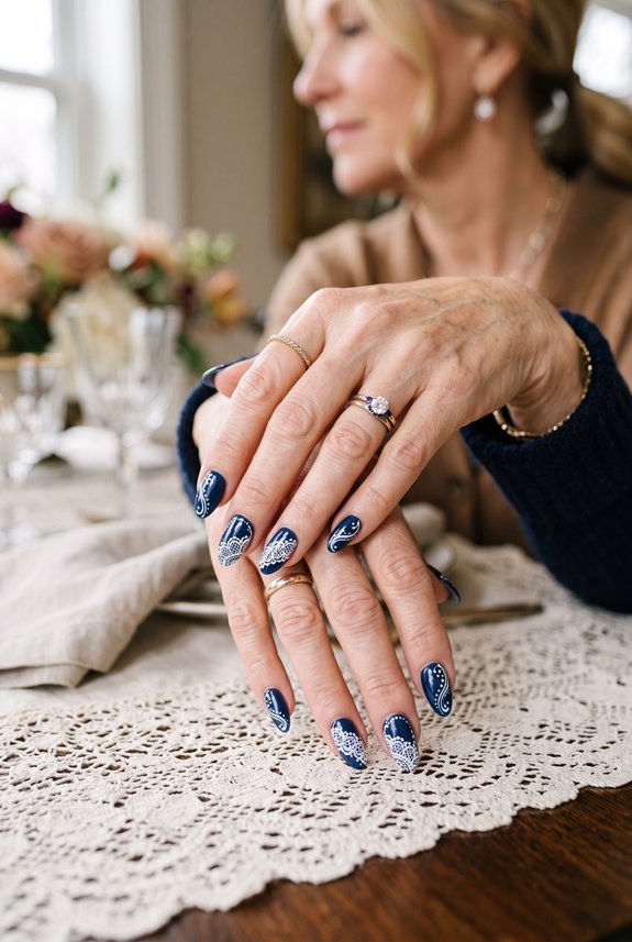 porcelain lace on navy