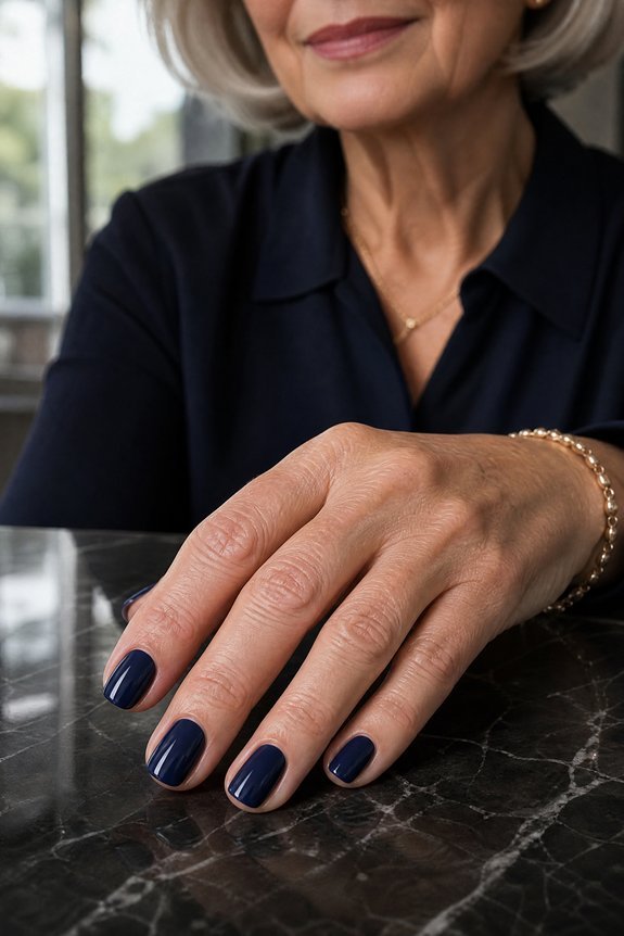 satin pearly navy polish