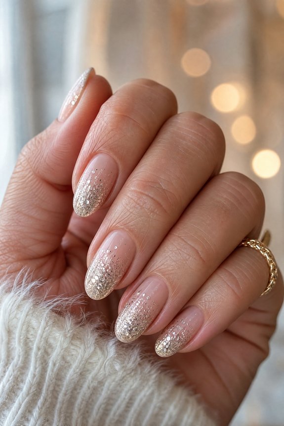 short almond glitter ombr